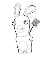 coloriage lapin cretin et sa tapette a mouche